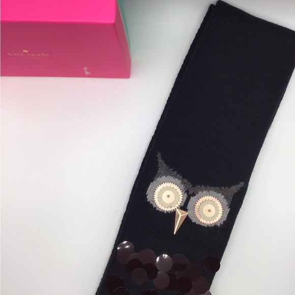 KATE SPADE OWL SCARF NWOT COLOR BLACK - Picture 3 of 9